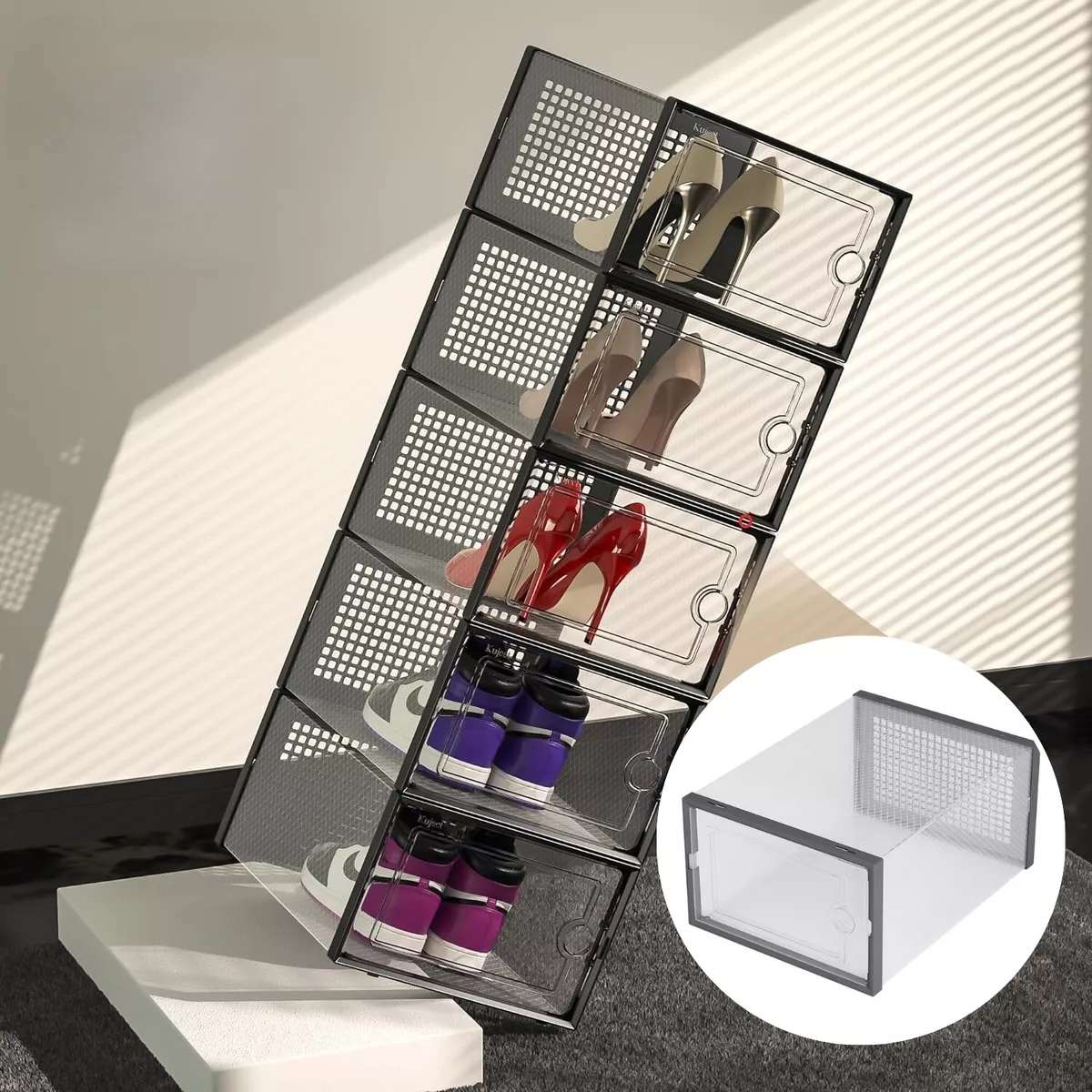 Set x 20 Organizadores De Zapatos Con Rejilla De Ventilación - Negro - Imagen 4